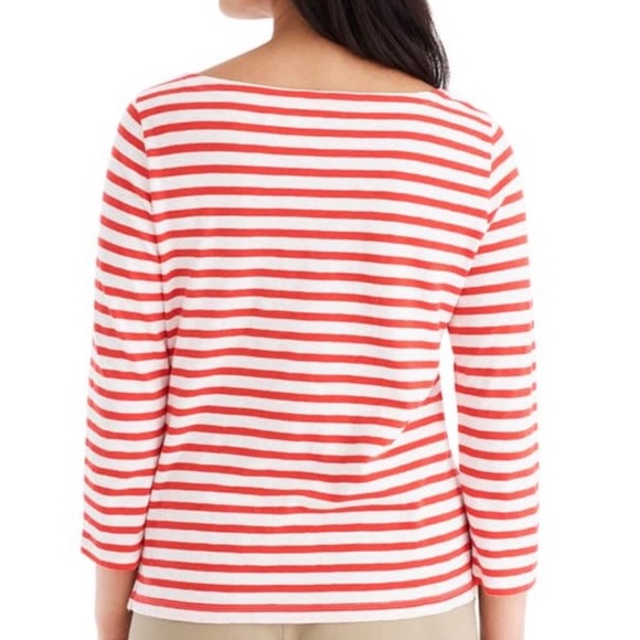 J. Crew L’amore è Cieco red and white striped boatneck 3/4 sleeve top, Large - Picture 3 of 12